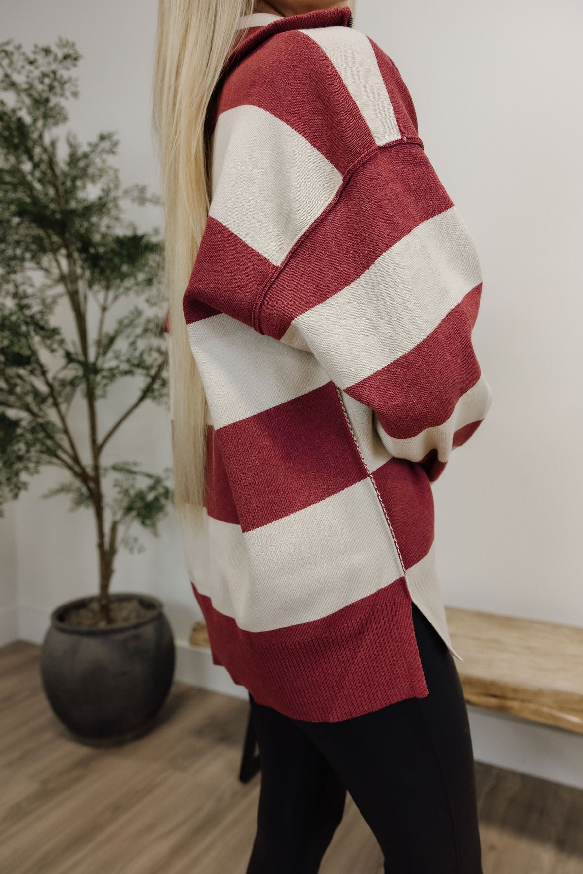 Cozy Striped Half-Zip Pullover
