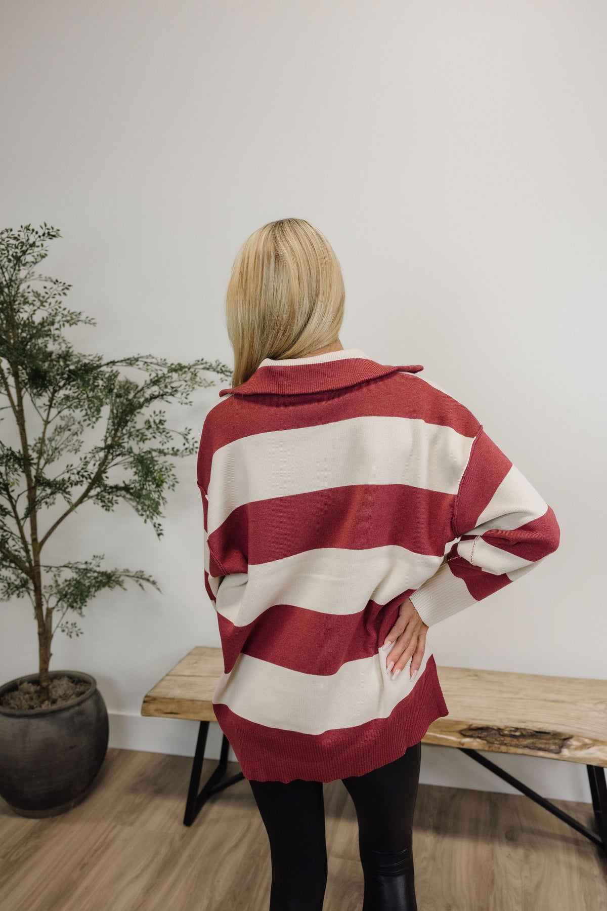 Cozy Striped Half-Zip Pullover