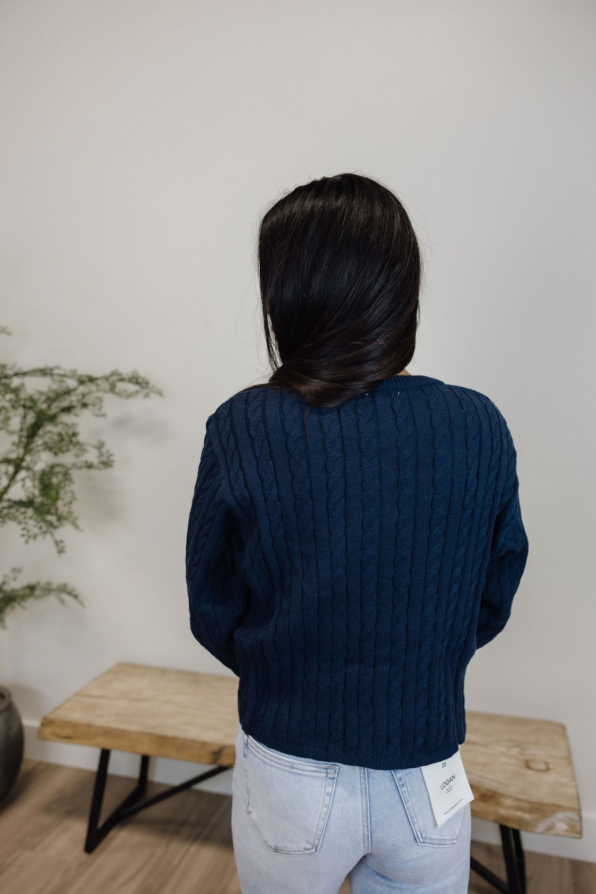 Cable Knit Boxy Cardigan Sweater