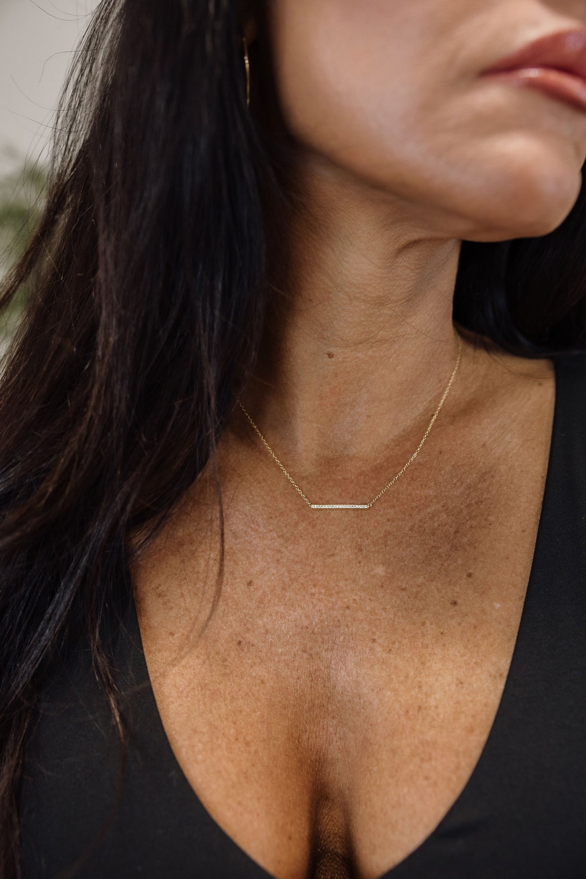 Micro Pave Bar Necklace