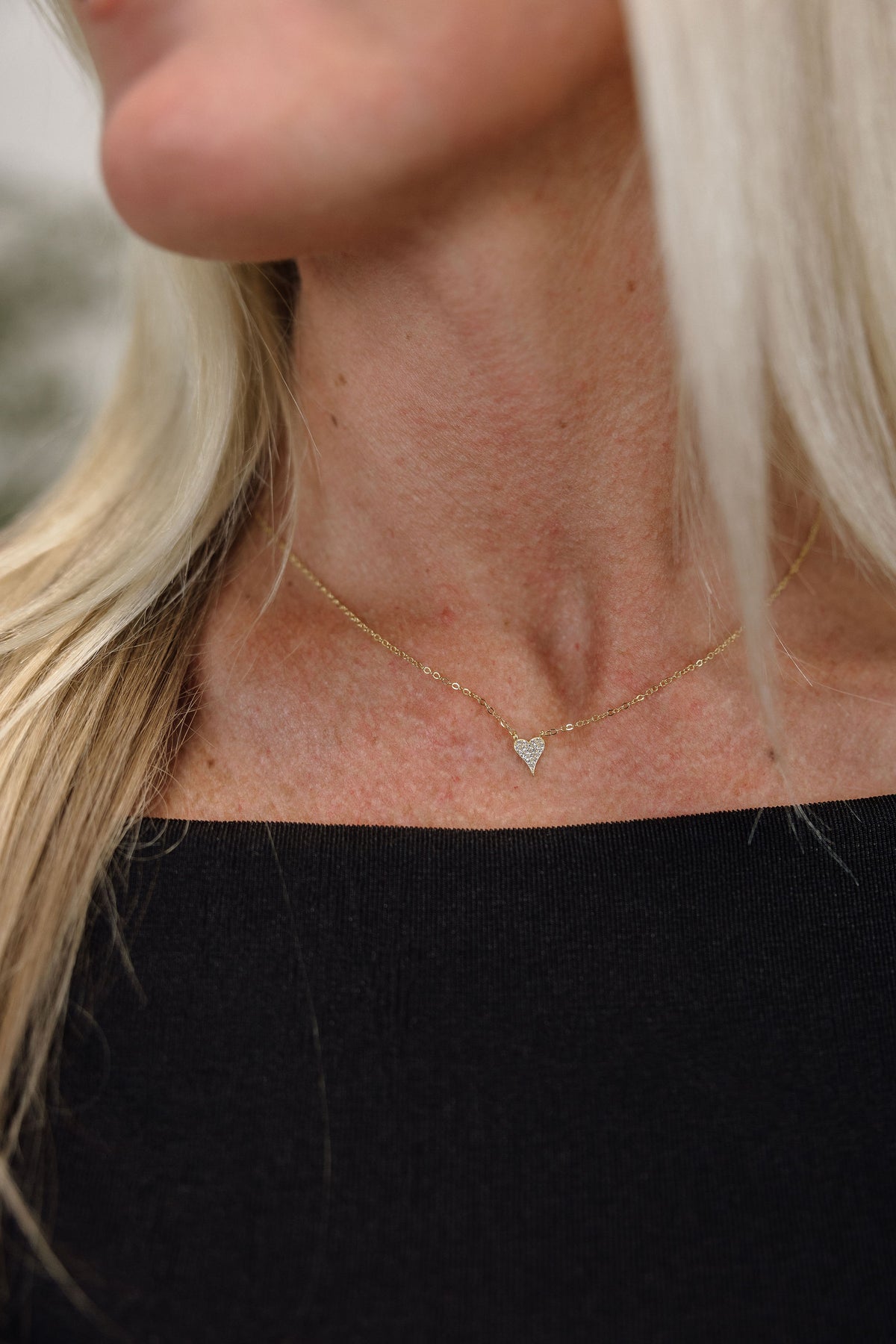 Micro Pave Heart Necklace