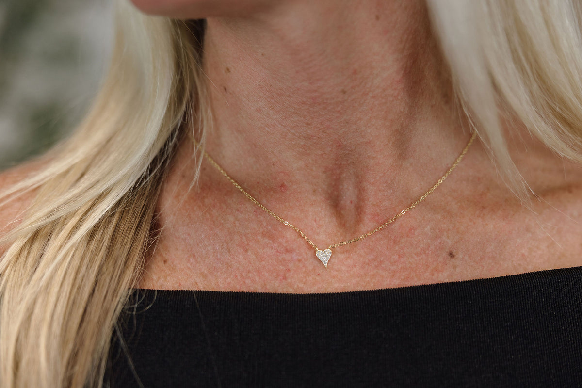 Micro Pave Heart Necklace