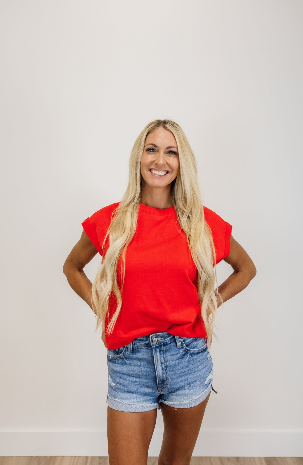French Terry Cap Sleeve Top