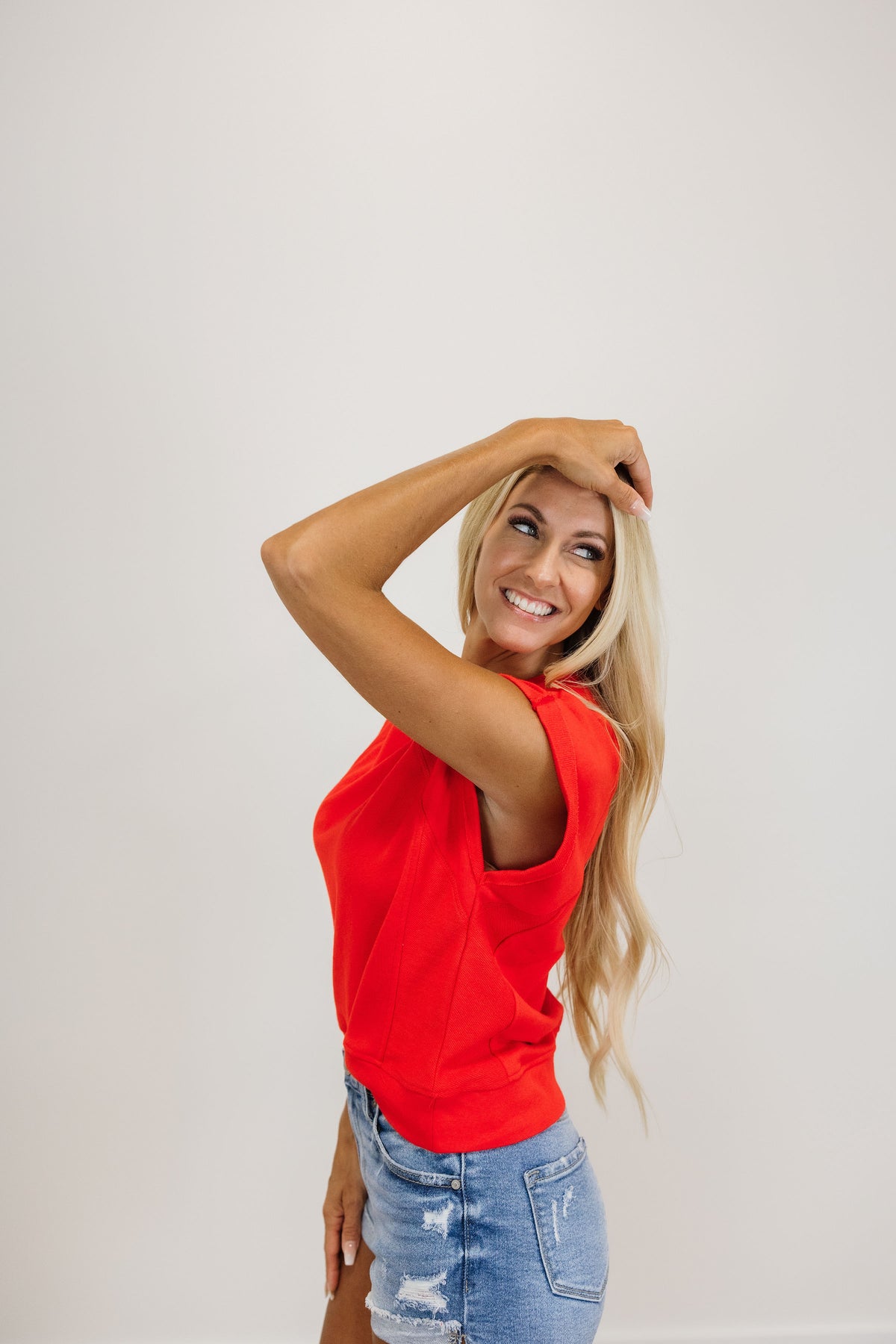 French Terry Cap Sleeve Top