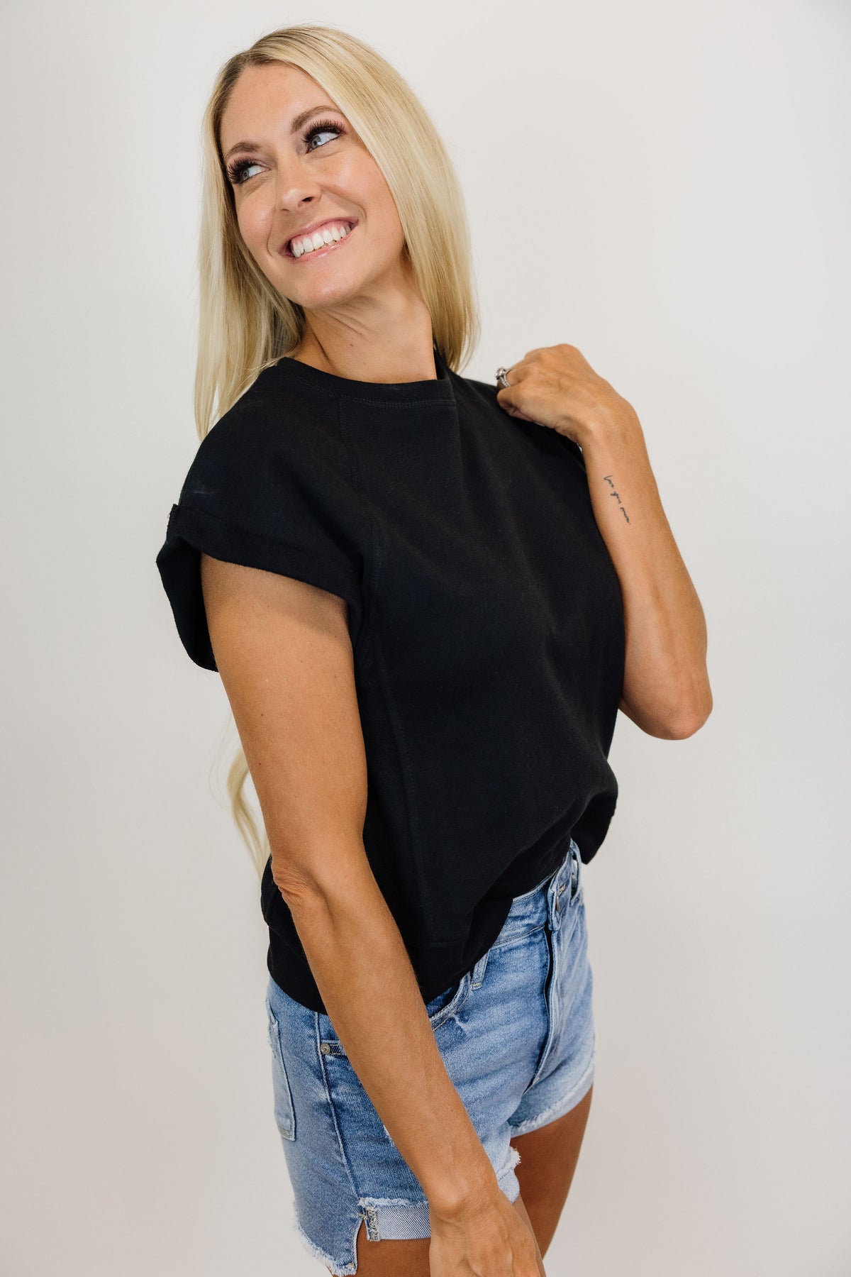 French Terry Cap Sleeve Top