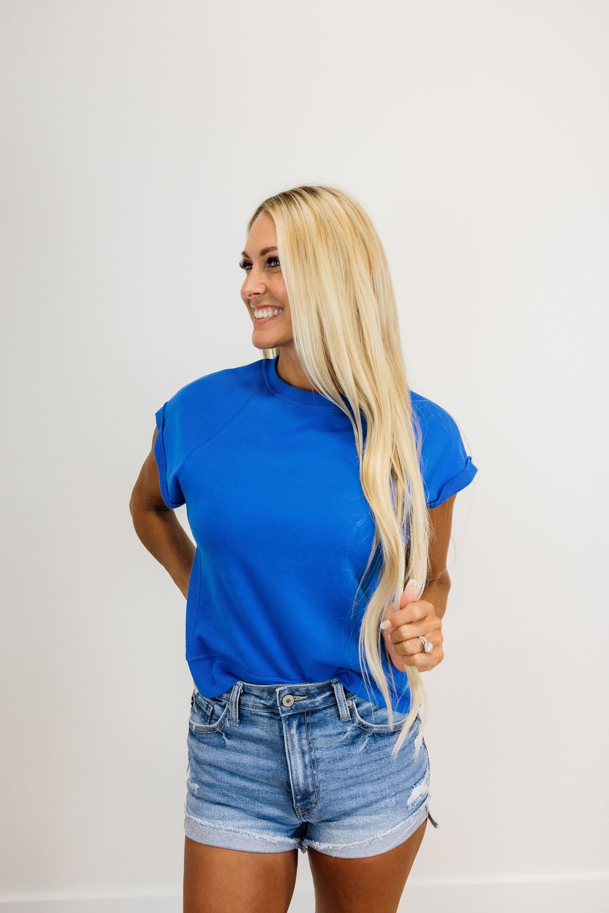 French Terry Cap Sleeve Top