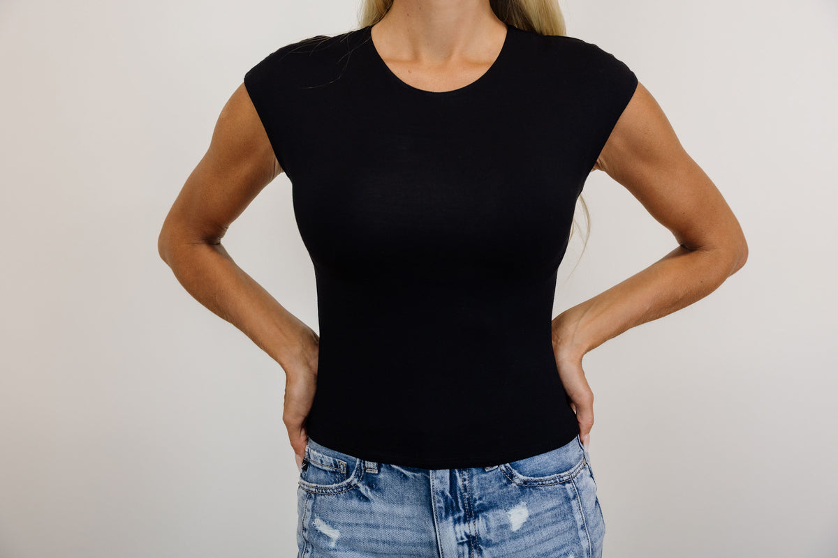 Cap Sleeve Crewneck Top