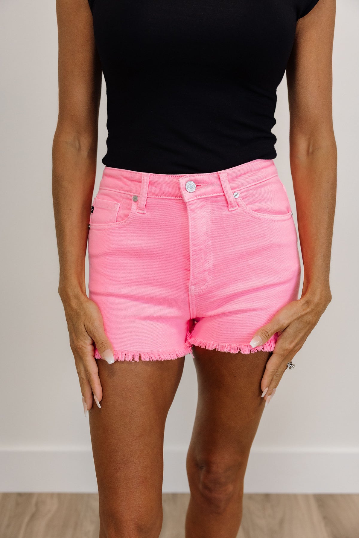 KanCan High Rise Neon Pink Shorts