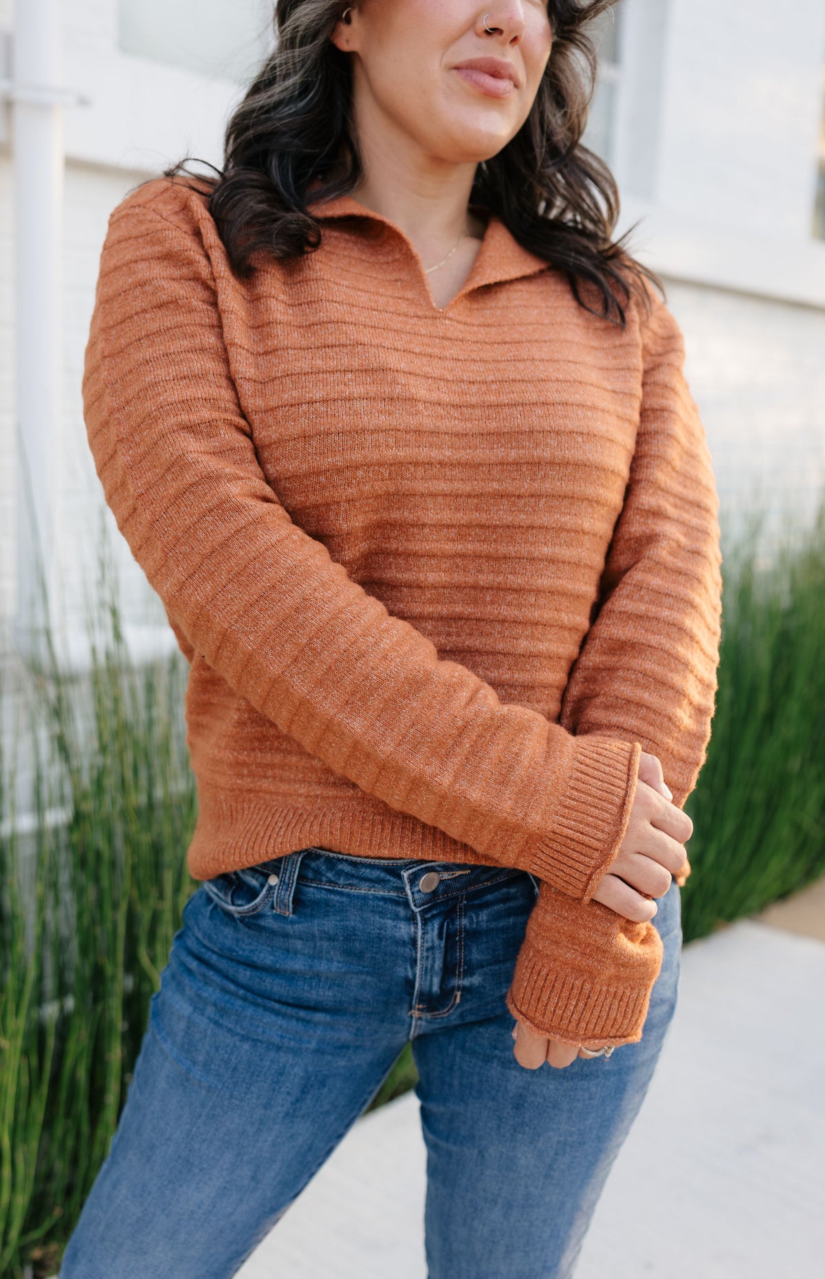 Sailor Collar Texture Top