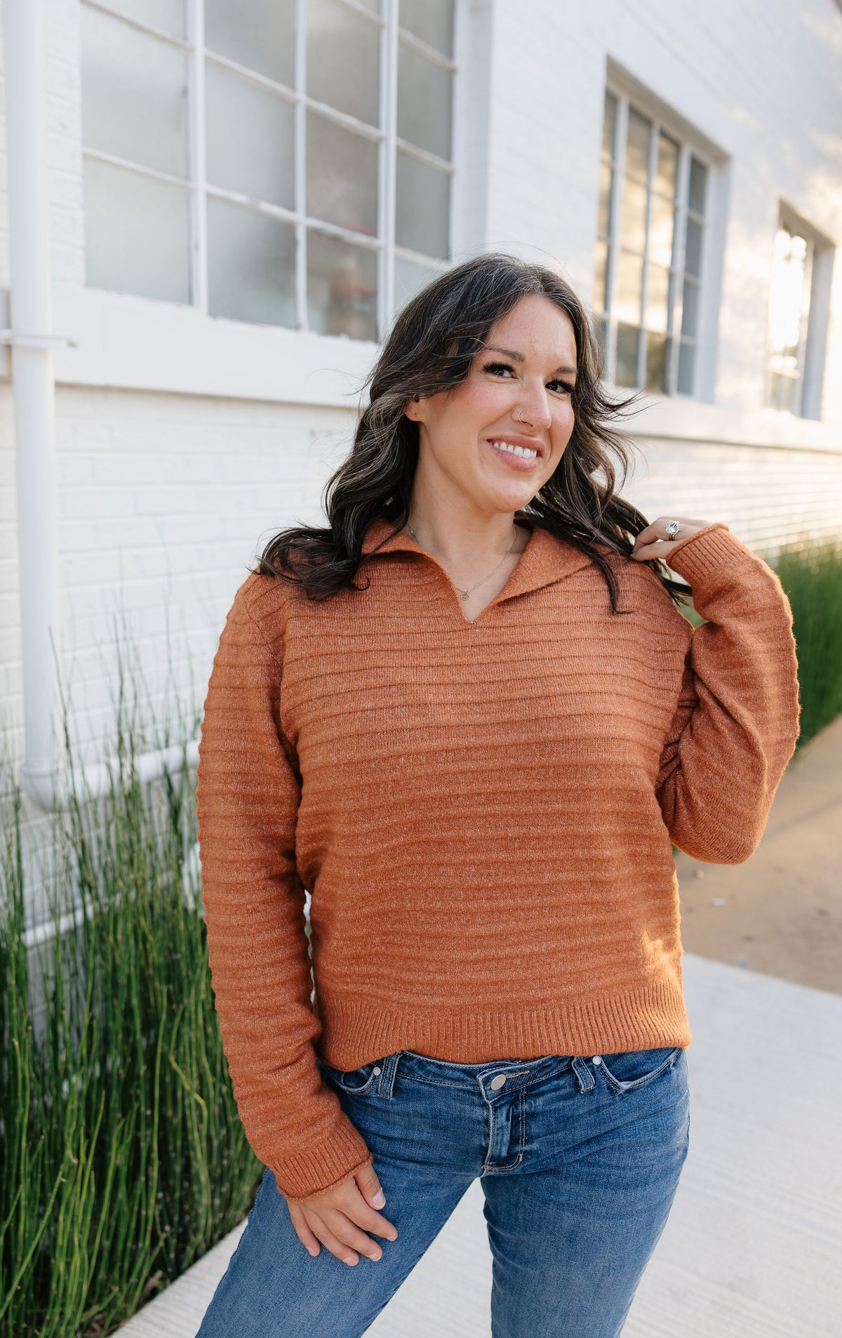 Sailor Collar Texture Top