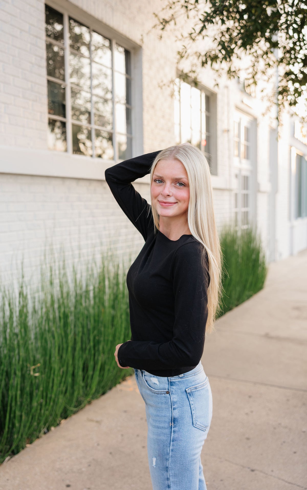 Classic Black Boat Neck Long Sleeve Shirt