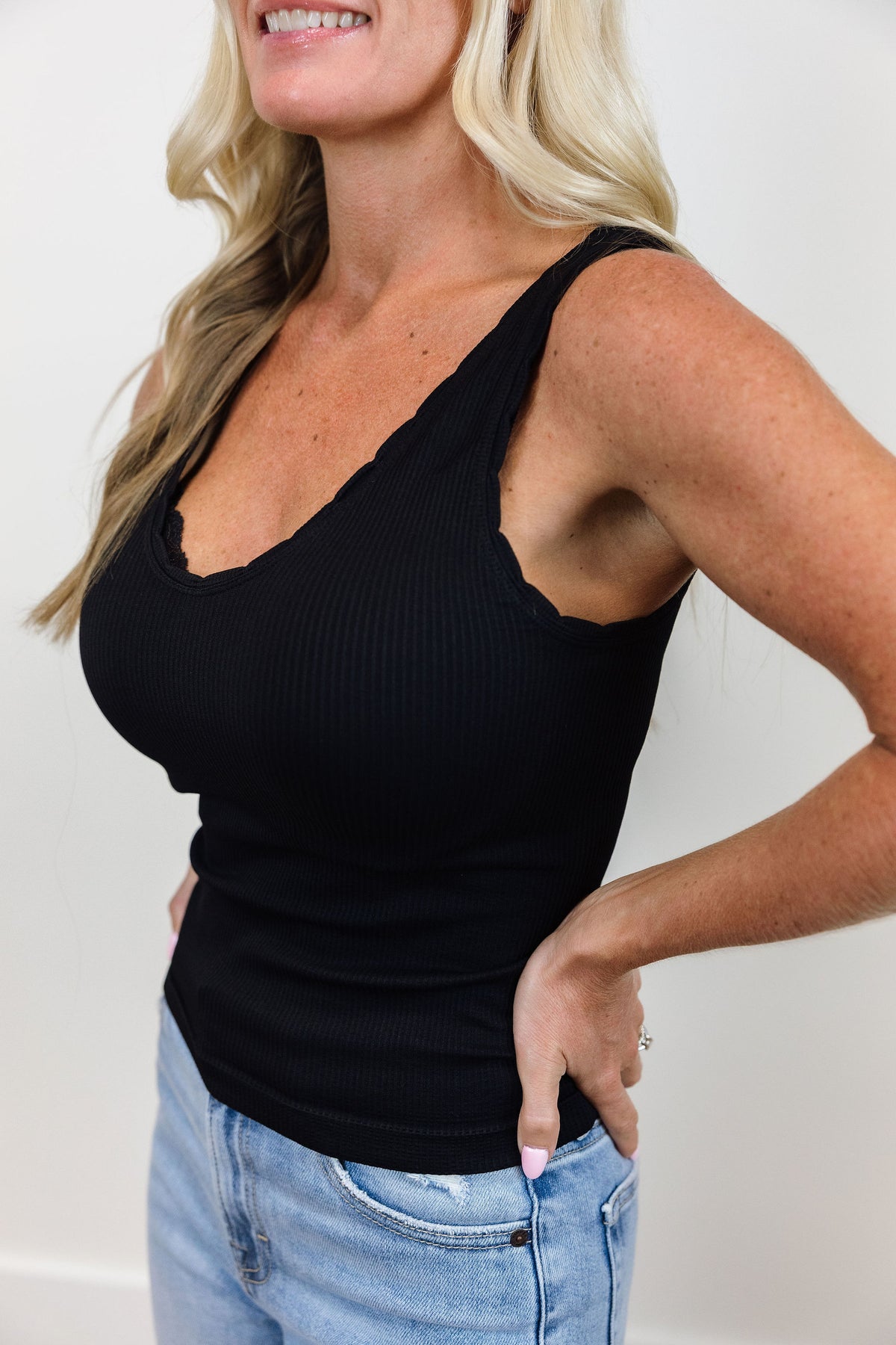 Reversible Scallop Edge Tank Top