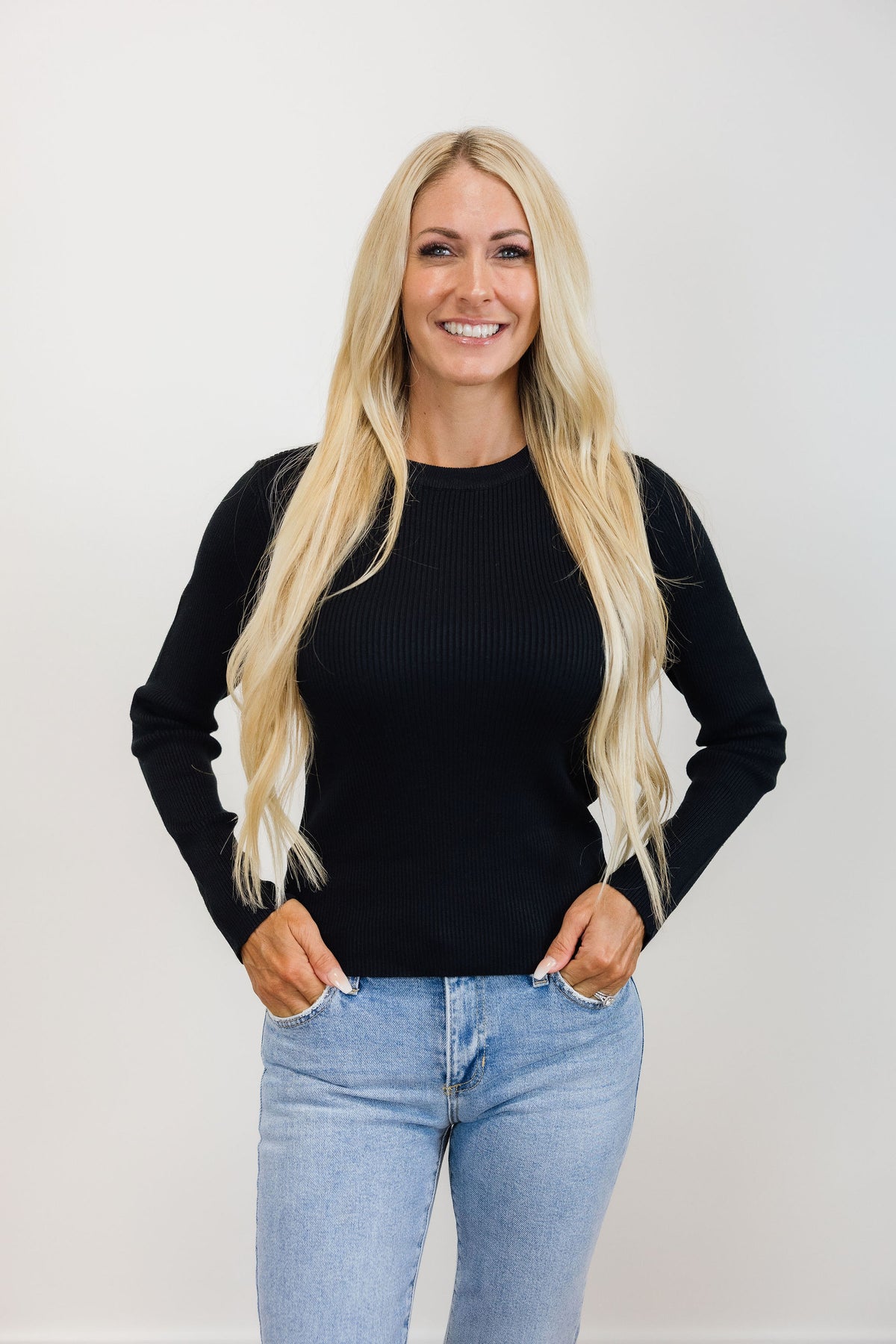 Classic Crewneck Long Sleeve Rib Sweater