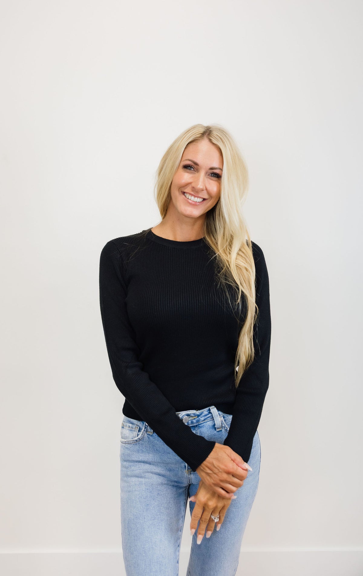 Classic Crewneck Long Sleeve Rib Sweater