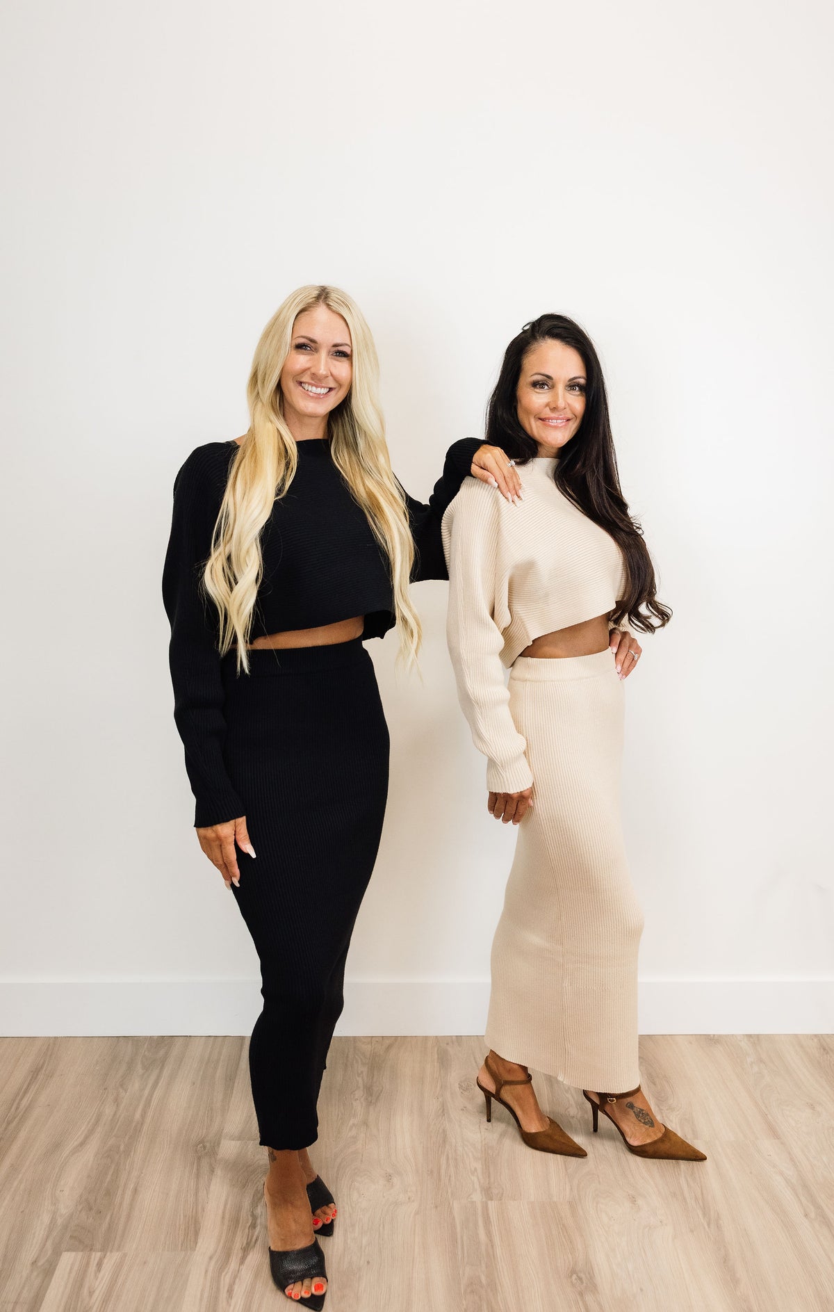 Crop Knit Top And Midi Skirt Set