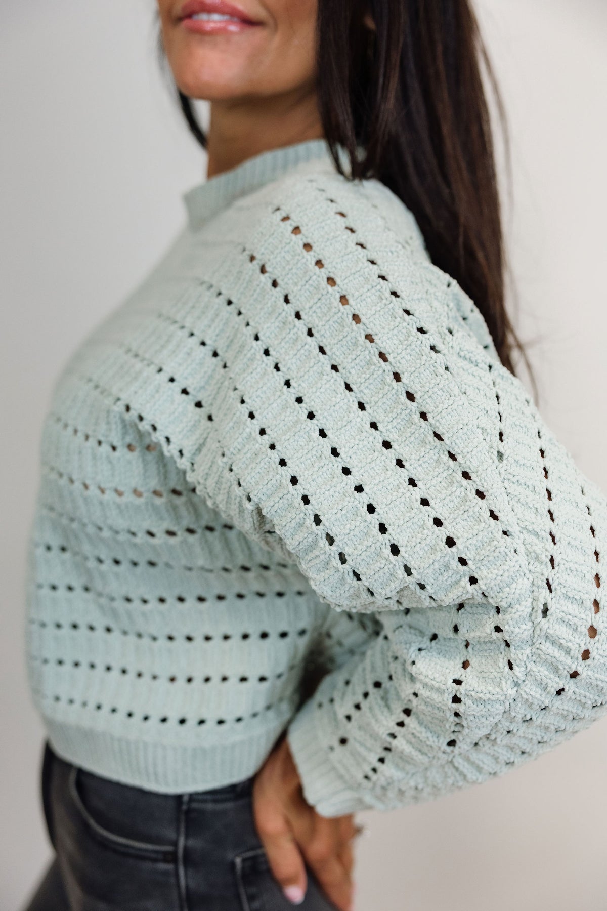 Sage Crop Oversized Sweater