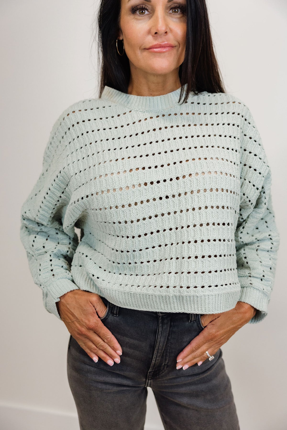 Sage Crop Oversized Sweater
