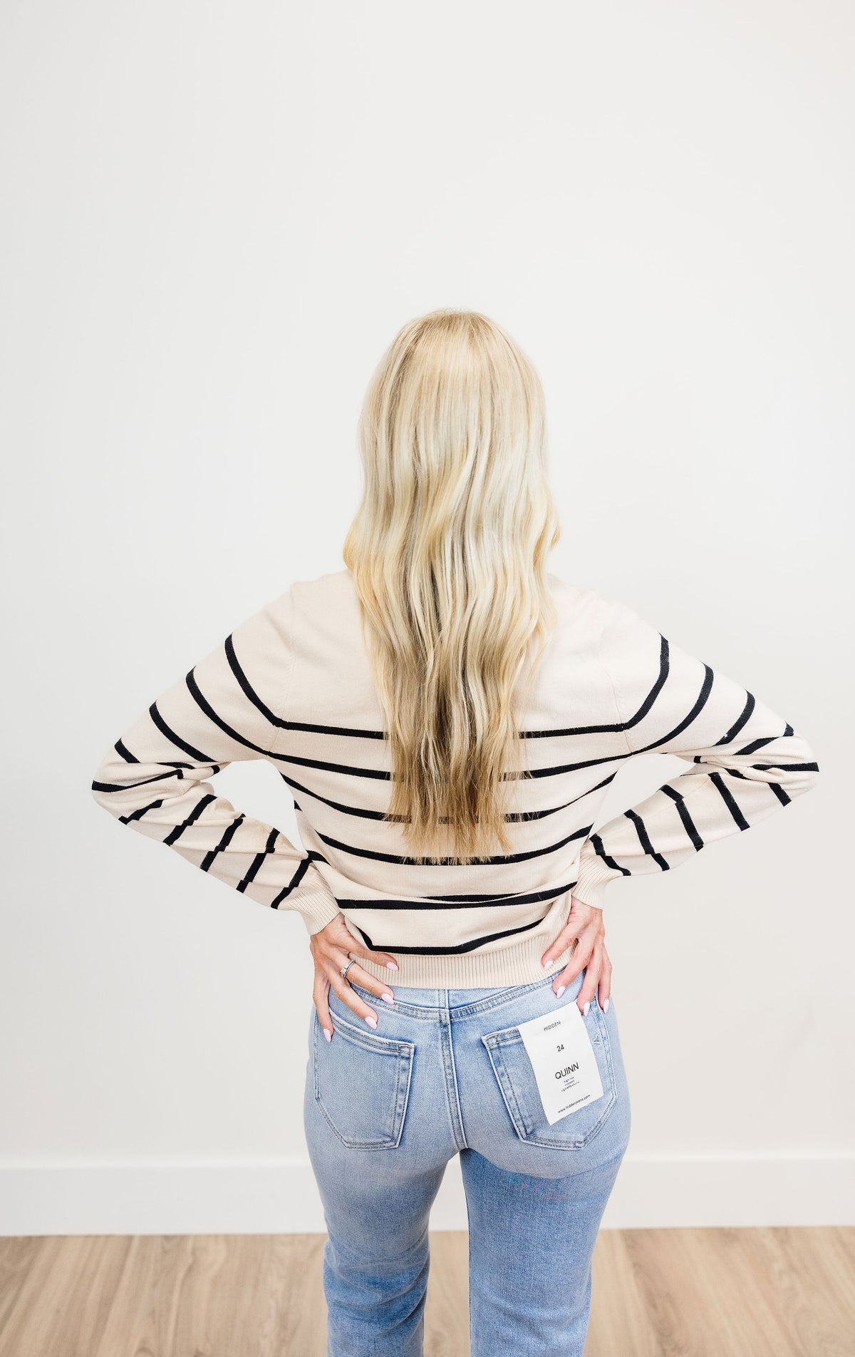 Sand/Black Fine Gauge Striped Sweater