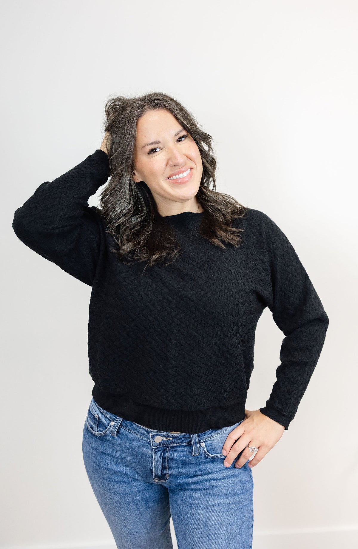 Brooklyn Herringbone Dolman Sweater