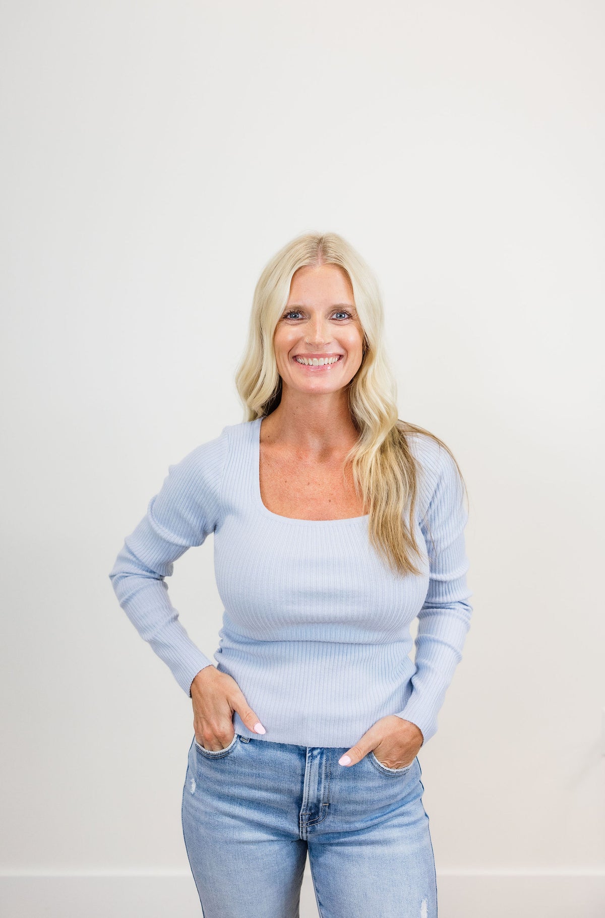 The Camille Square-Neck Rib Knit Pullover