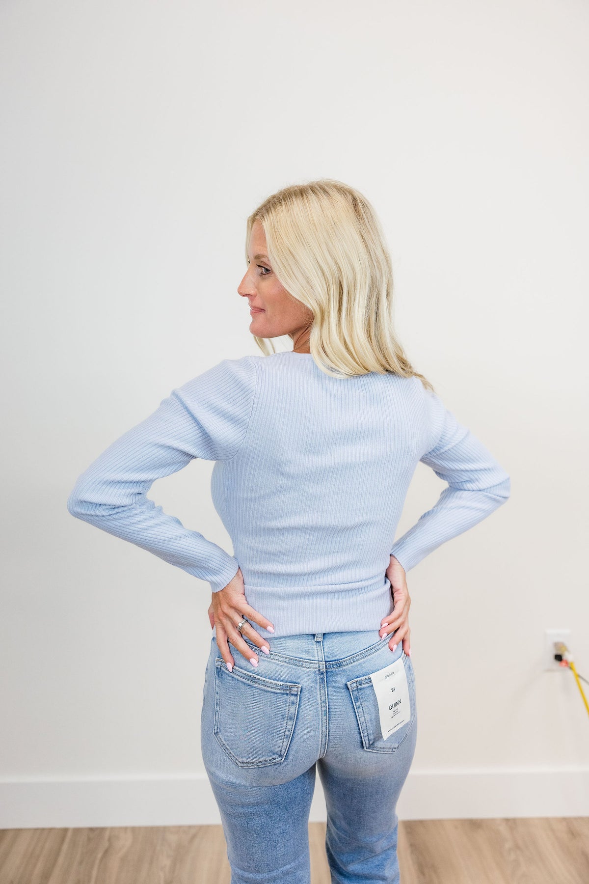 The Camille Square-Neck Rib Knit Pullover