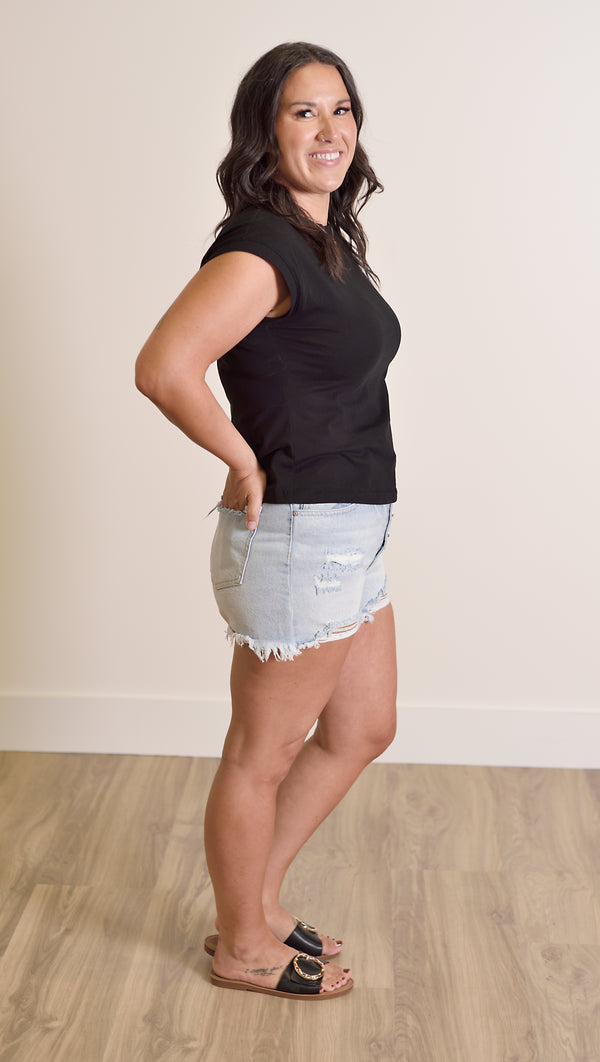 KanCan High Rise Distressed Shorts