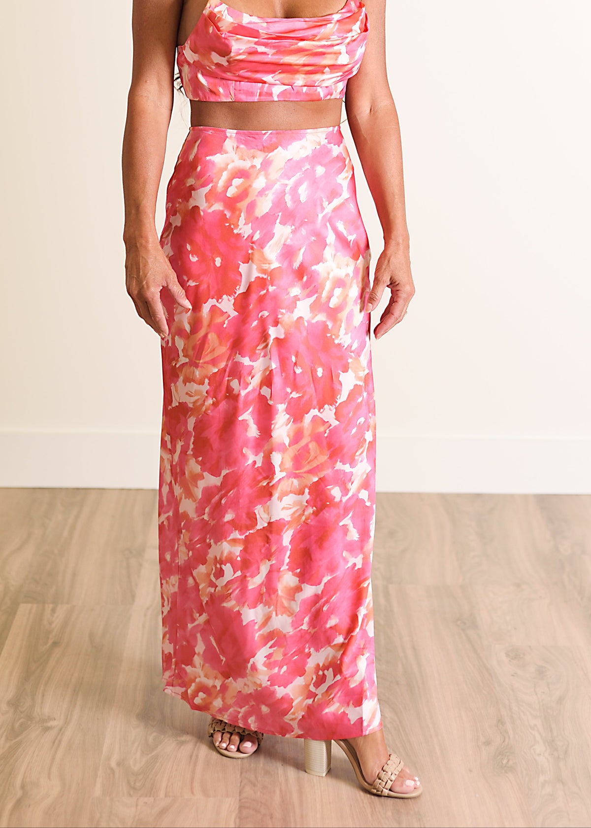 Pink Paradise Abstract Maxi Skirt