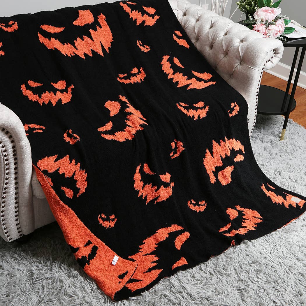 Hey Boo Pumpkin & Bat Throw Blanket